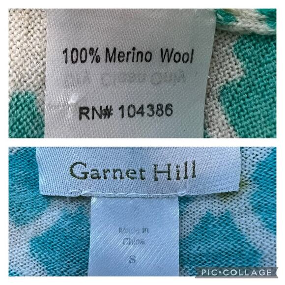 Garnet Hill 100% Merino Wool Geometric Print Sweater Cardigan Size Small Preppy - Picture 6 of 9